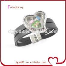 Stainless Steel Locket leather bracelet